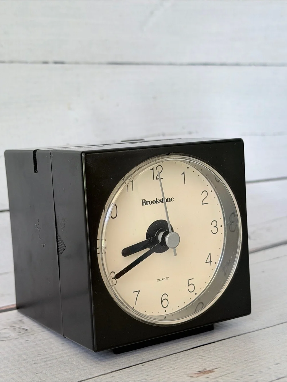 VINTAGE Brookstone Black and Cream Square Wall Clock